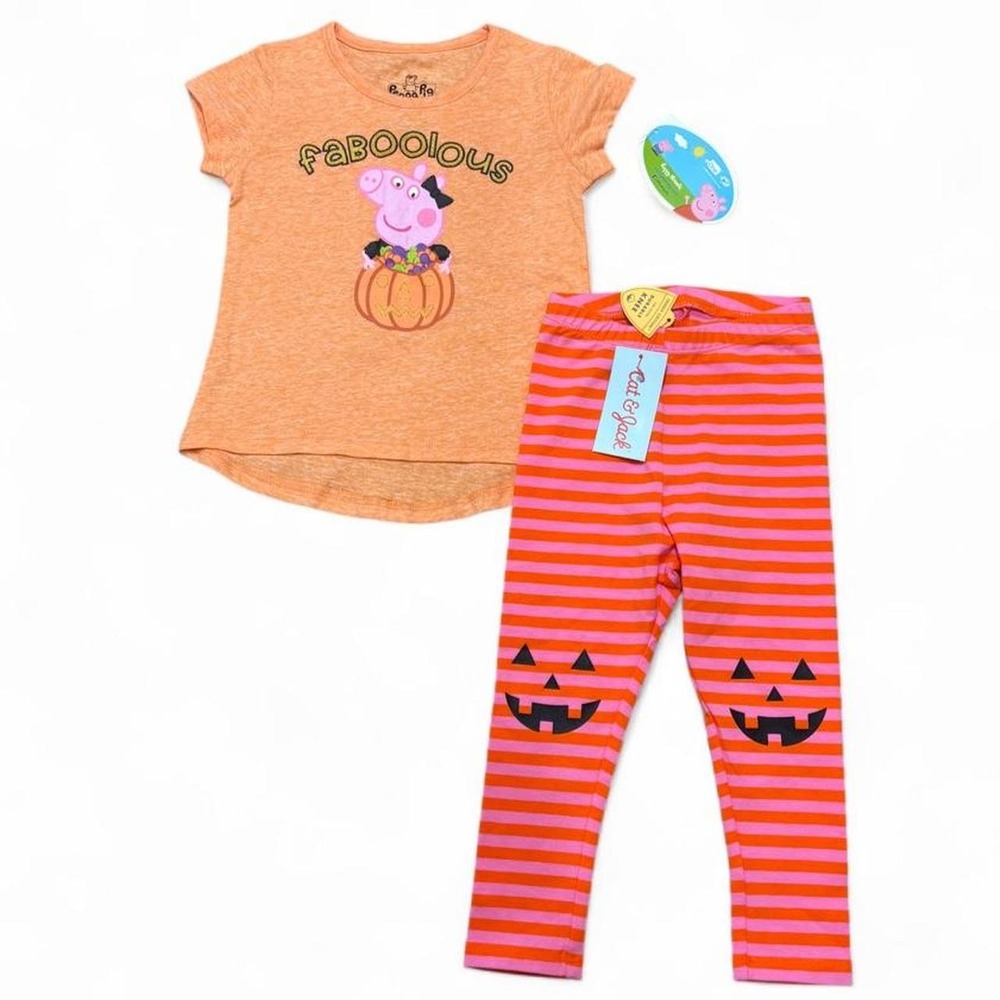 Kidcore Halloween Outfit Set 2T Peppa Pig x Cat & Jack Witchy Jack-O-Lantern